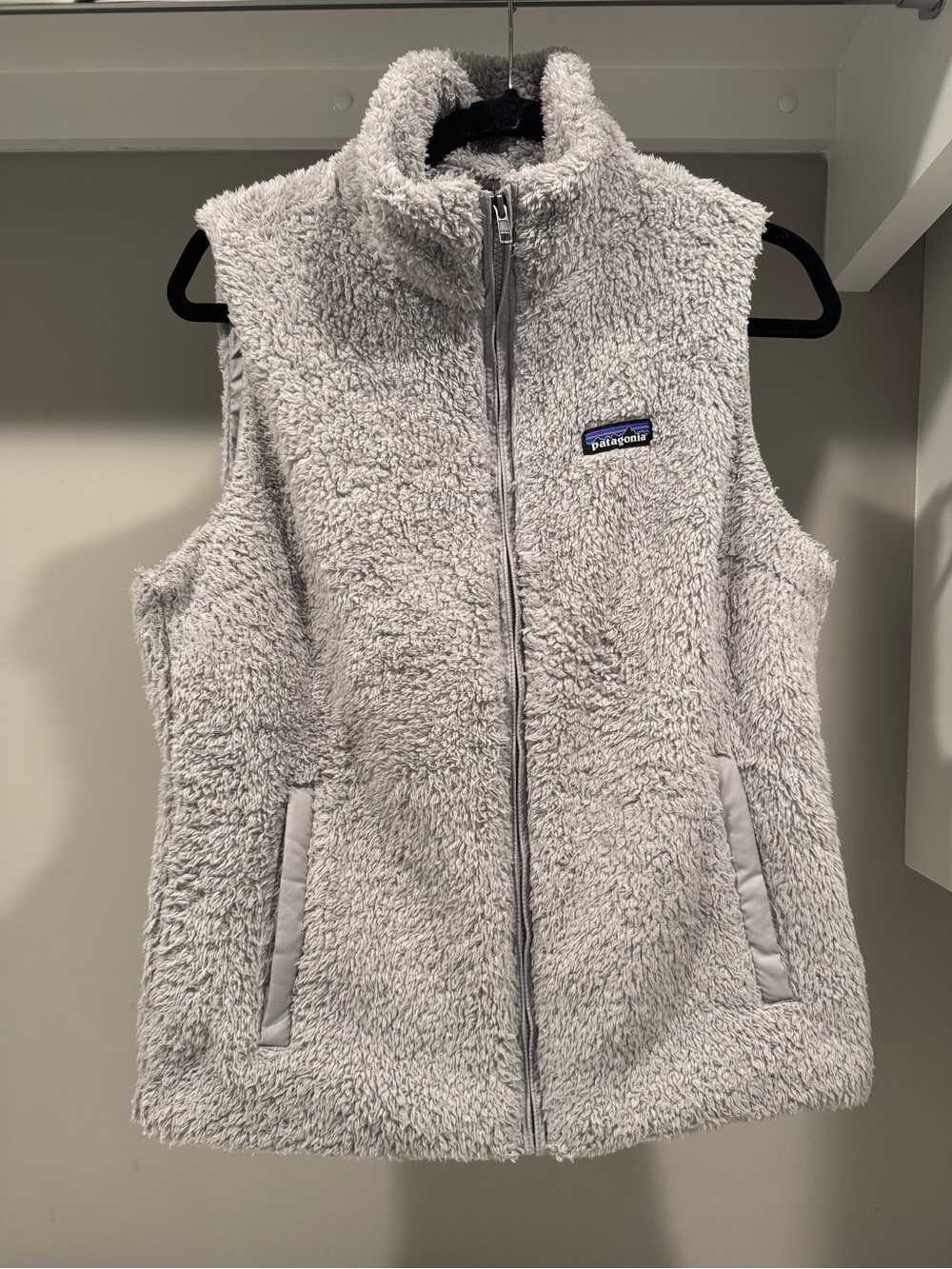 Patagonia Women’s Light Gray Fuzzy Fleece Vest